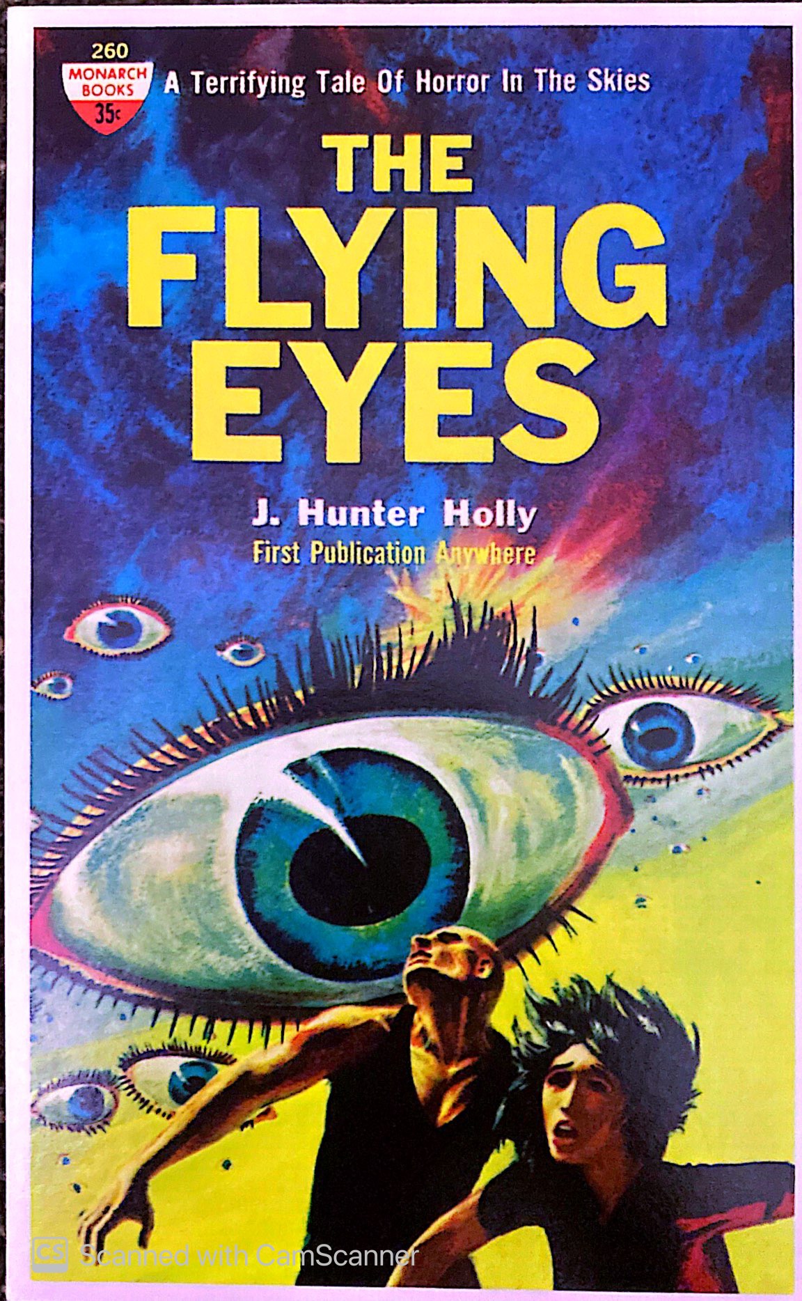 Vintage cover of the Flying Eyes, they are huge eyes chasing people