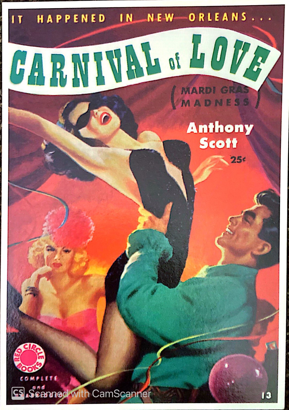 A vintage cover of the Carnival of Love, a woman is dancing with a man